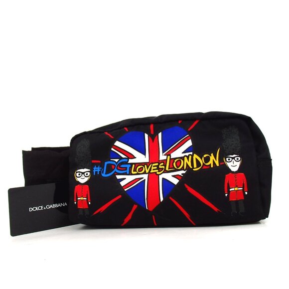 Authentic DOLCE&GABBANA ＃DG LOVES LONDON Pouch Nylon [Used] - Picture 1 of 11